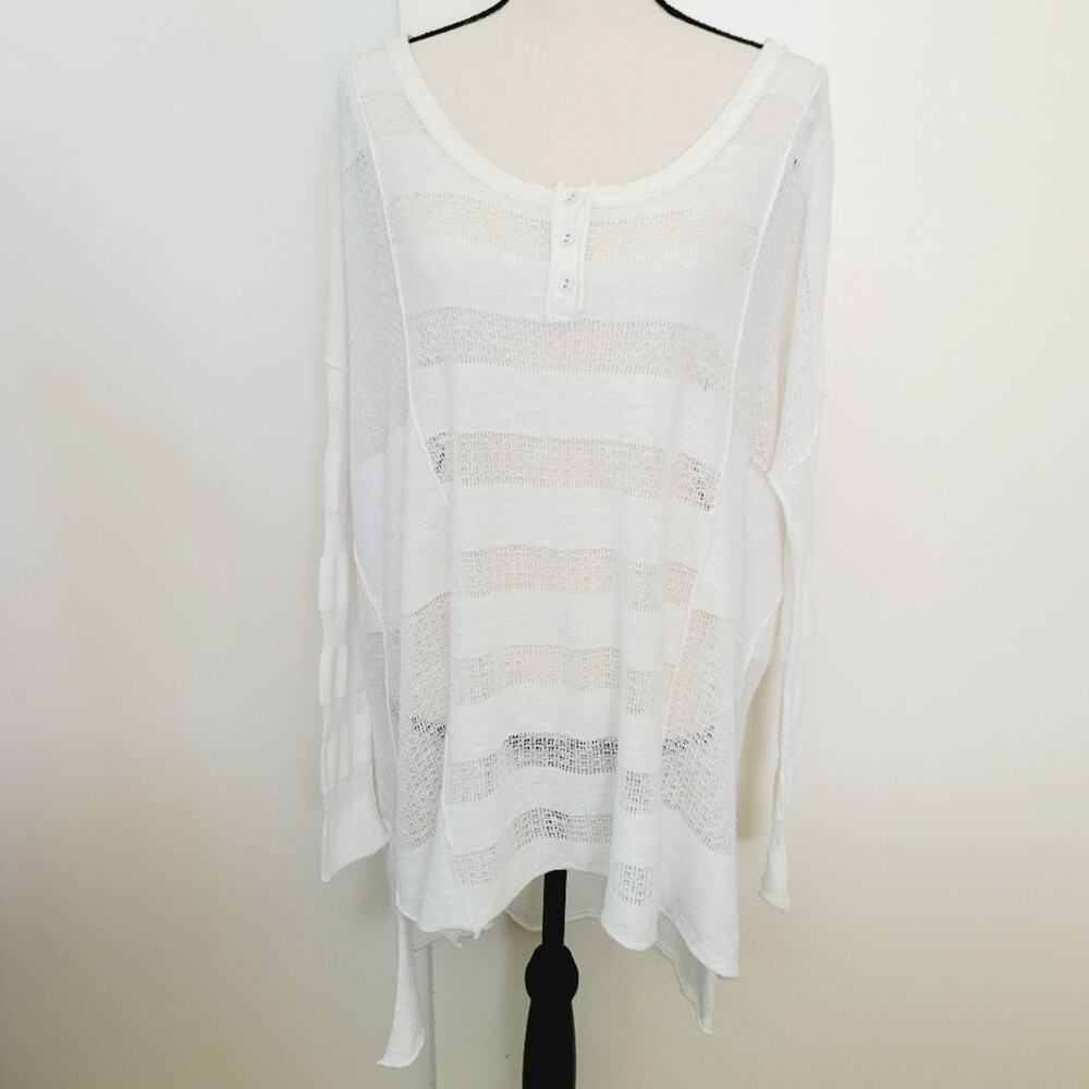 Free People Women's Tunic Top Size XSmall Linen Blend Fine Knit Boho Coastal